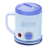 Satin Smooth hair straightener with purple and white design on a white background