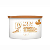 Front view of a 14 ounce can of Satin Smooth Calendula Golden Hard Wax with Tea Tree Oil with its golden orange lid on