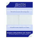 Packaging of Satin Smooth non-woven cloth waxing strips on a white background