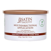 Satin Smooth coconut aroma hard wax container on a white background
