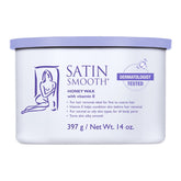 Satin Smooth honey wax container with purple lid on a white background
