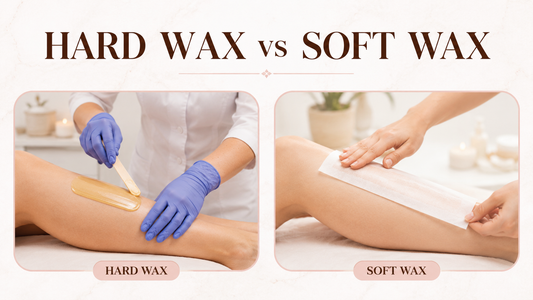 a comparison of hard wax and soft wax in a photo illustration