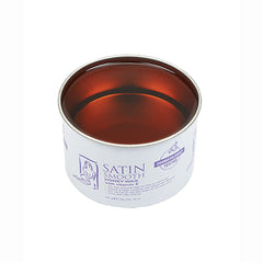 An open 14oz tin can of Satin Smooth showing its Honey Wax with Vitamin E