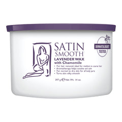 Satin Smooth Lavender Wax with Chamomile container on a white background