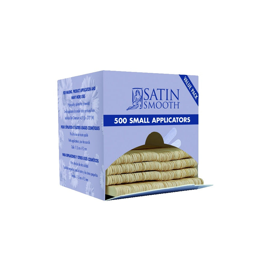 Satin Smooth 500 Small Applicators Value Pack, ideal for waxing, product application, and cosmetic use.