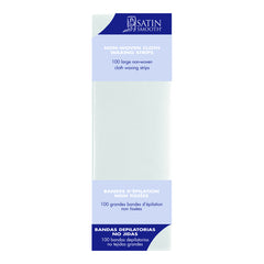 Packaging of Satin Smooth non-woven cloth waxing strips on a white background