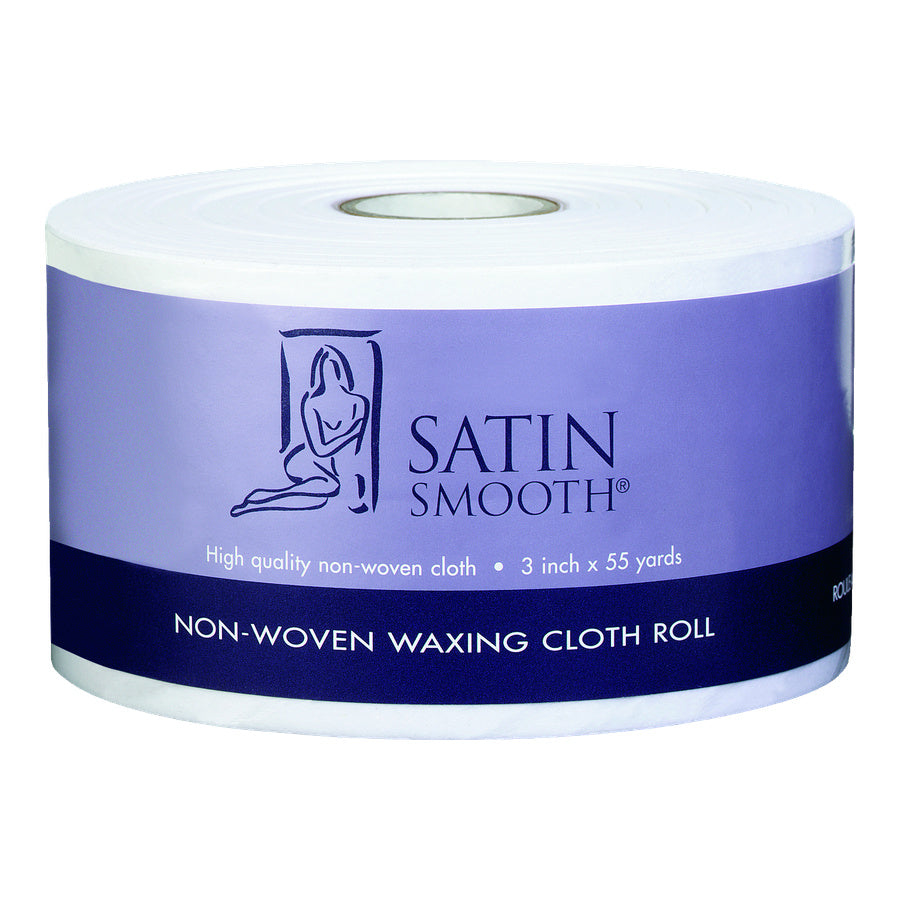 Roll of Satin Smooth non-woven waxing cloth on a white background