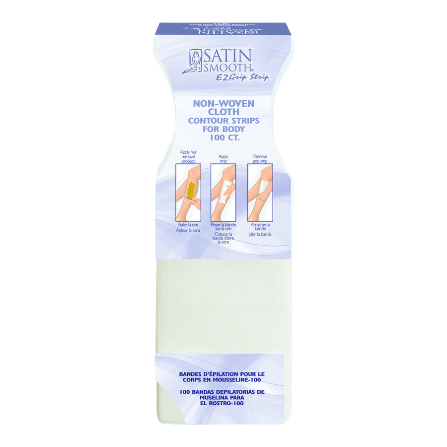 Package of Satin Smooth EZGrip Strip hair removal strips on a white background