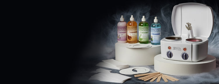 Satin Smooth accessories and kits shown on a stylized dark background