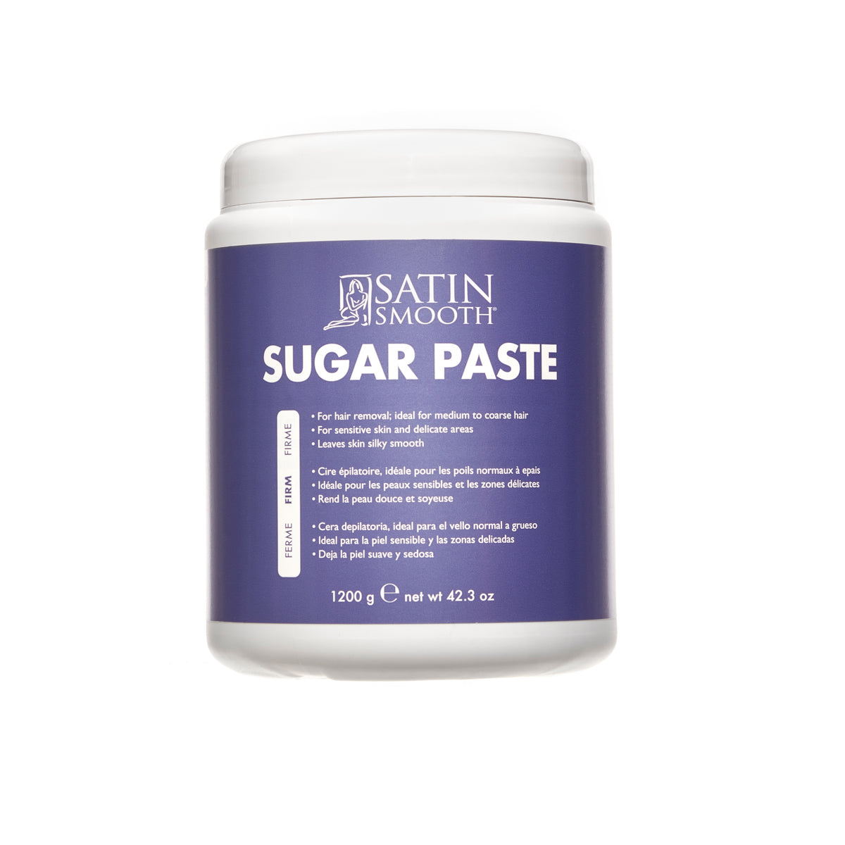 Jar of Satin Smooth Sugar Paste Firm on a white background