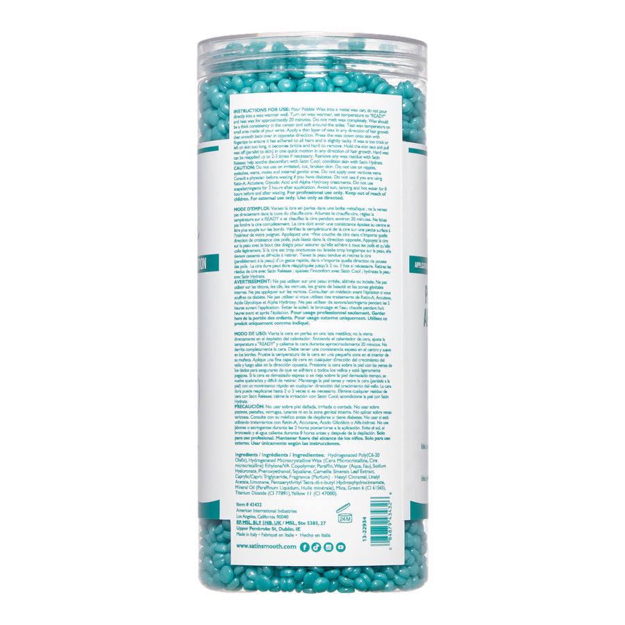 Back of green tea scented satin smooth pebble wax 