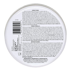Back label of Satin Smooth coconut aroma hard wax on a white background