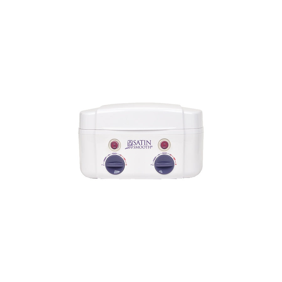 White hair straightening device with control knobs on a white background