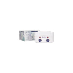 White hair straightening device with packaging on a white background