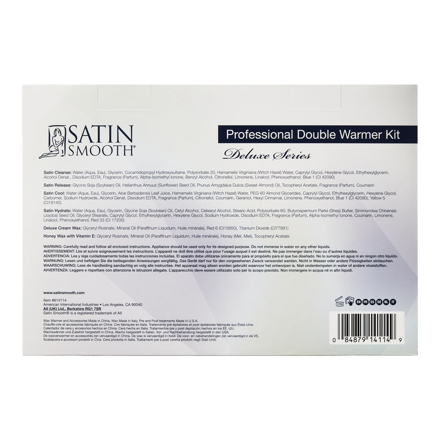 Back of a Satin Smooth product packaging with text and branding.