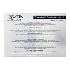 Satin Smooth professional double warmer kit packaging with text on a white background