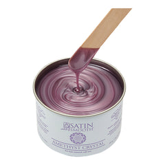 Can of Satin Smooth Amethyst Crystal paint with a wooden stir stick