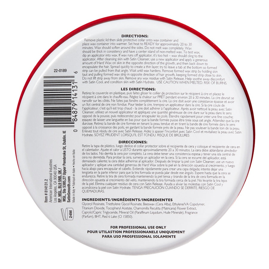 Back of a container with text and a barcode on a white background