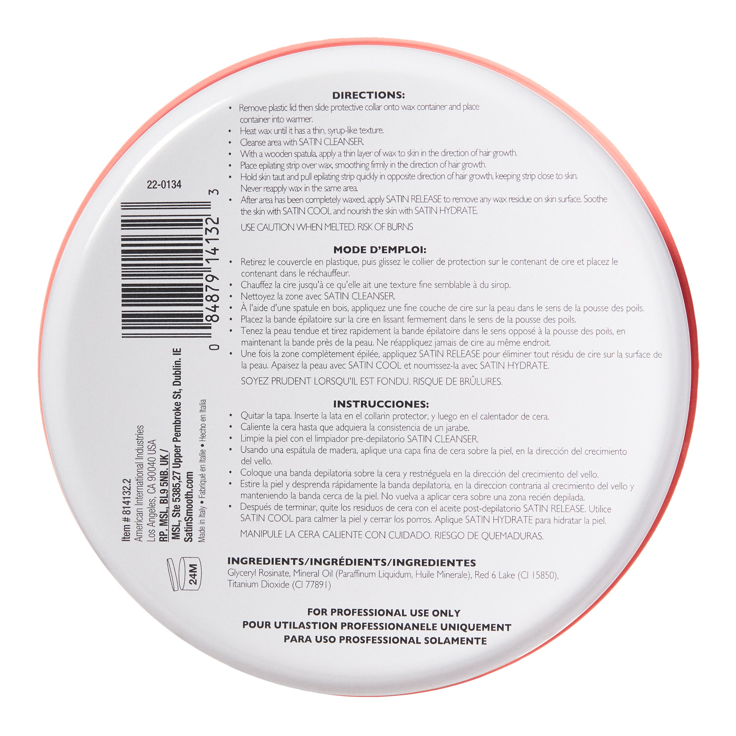 Back of a hair product container with text and a barcode on a white background