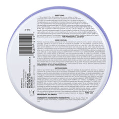 Back label of a product with text and a barcode on a white background