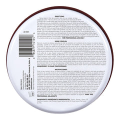 Back label of a cosmetic product with text and bar code on a white background
