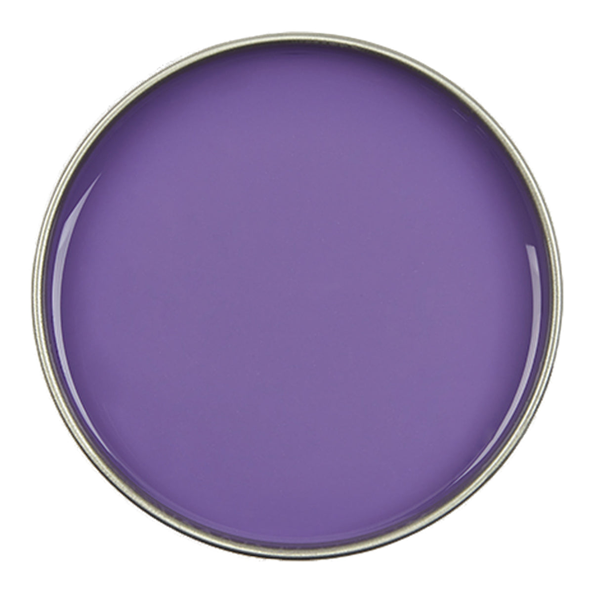 Purple plate with a metallic rim on a white background