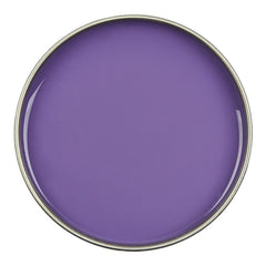 Purple plate with a metallic rim on a white background