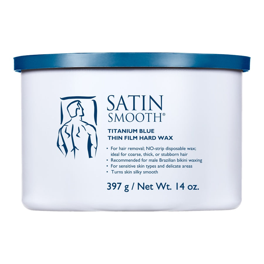 Satin Smooth thin film hard wax container on a white background
