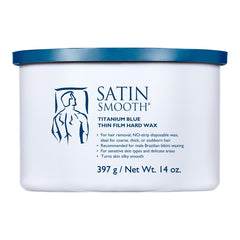 Satin Smooth thin film hard wax container on a white background