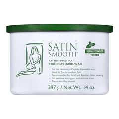 Satin Smooth Citrus Mojito thin film hard wax container on a white background