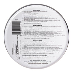 Back of a hair product container with text and directions on a white background