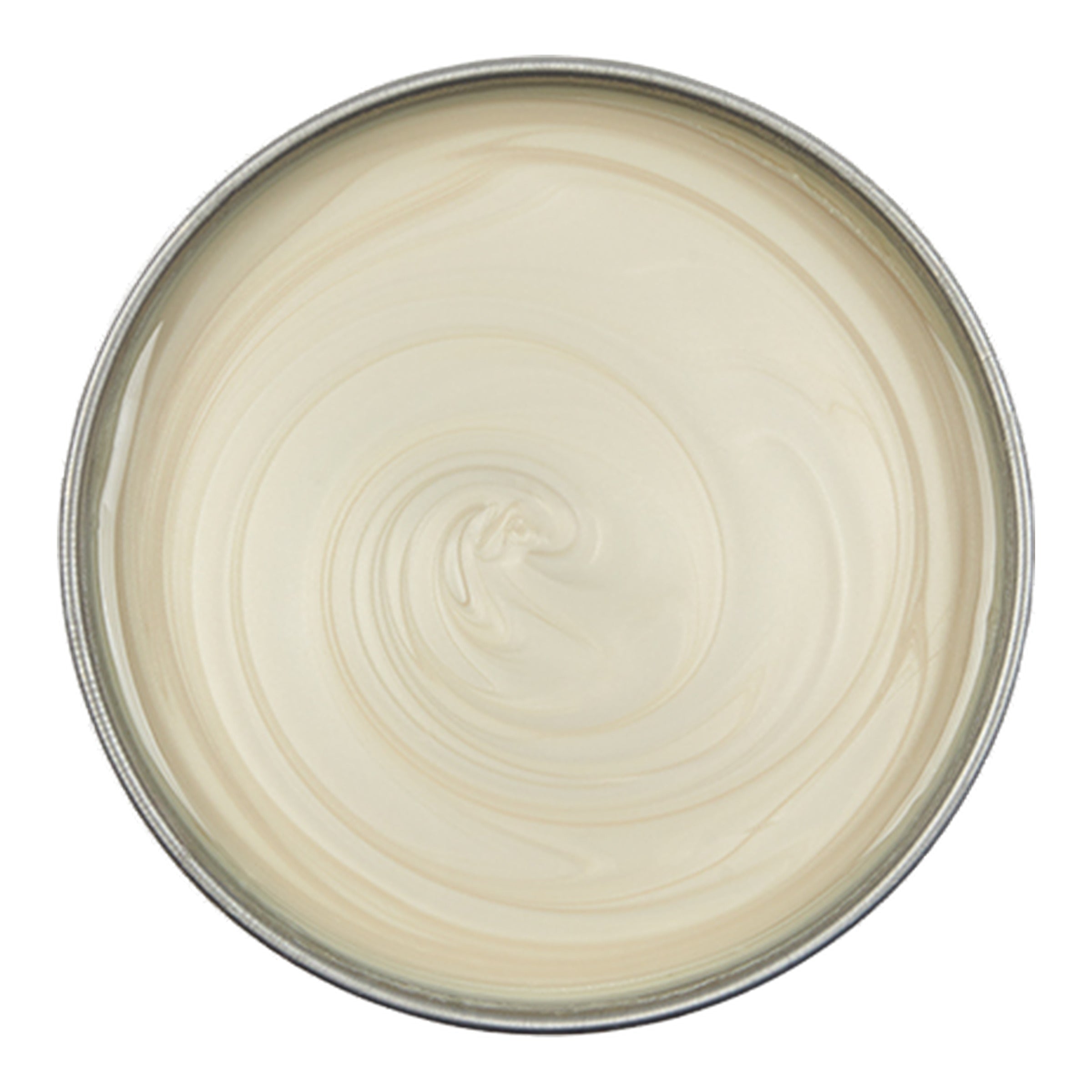 Round beige plate with a textured surface on a white background