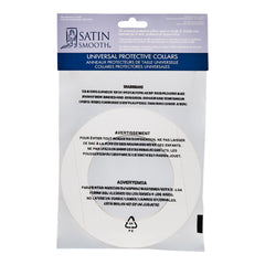 Packaging of Satin Smooth universal protective collars with warning labels.
