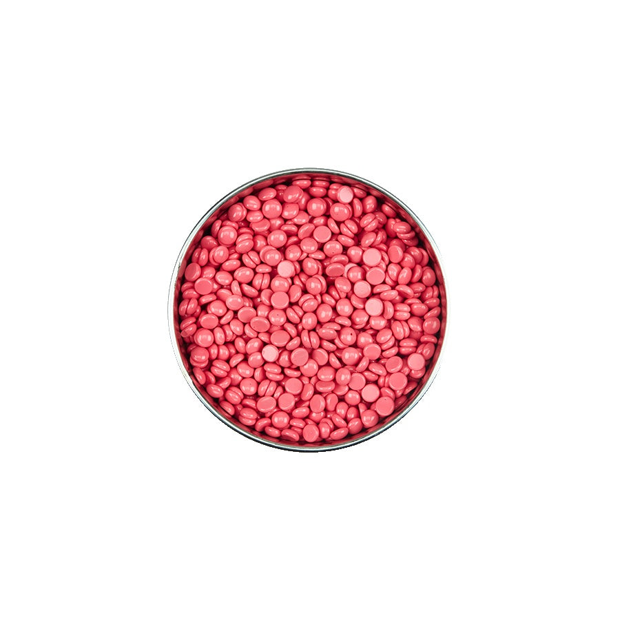 Satin Smooth Pebble Wax Wild Cherry with Vitamin E  in a metal container on a white background