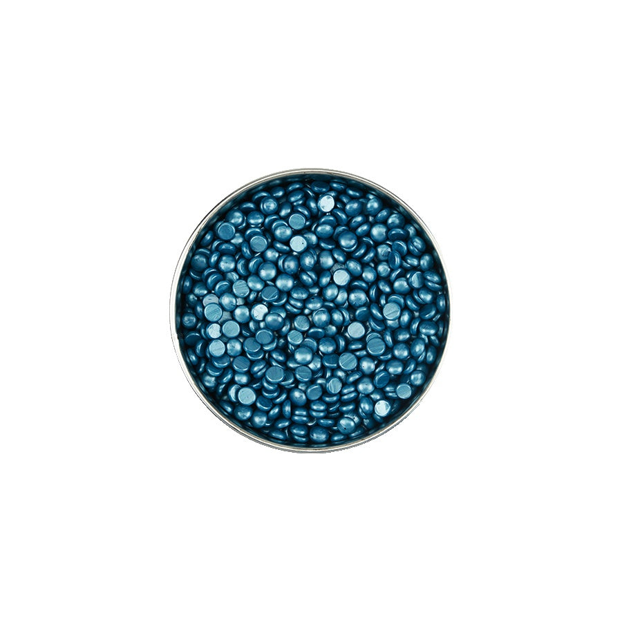 Blue beads on a white background