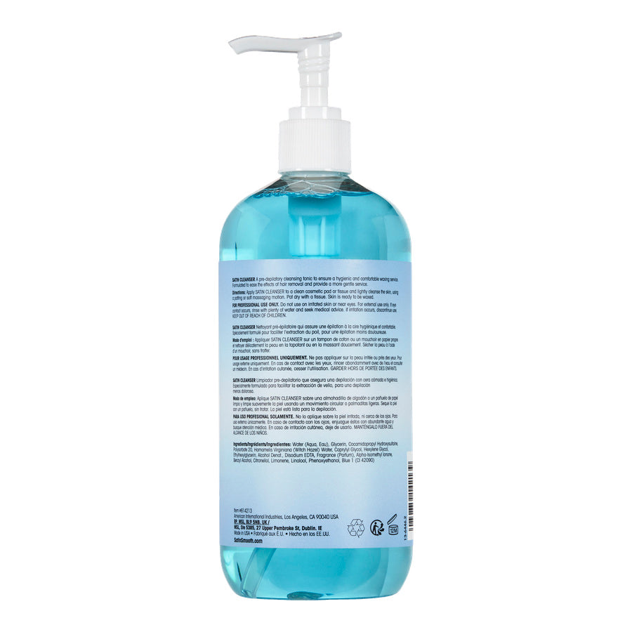 Satin Cleanser from the back on a white background