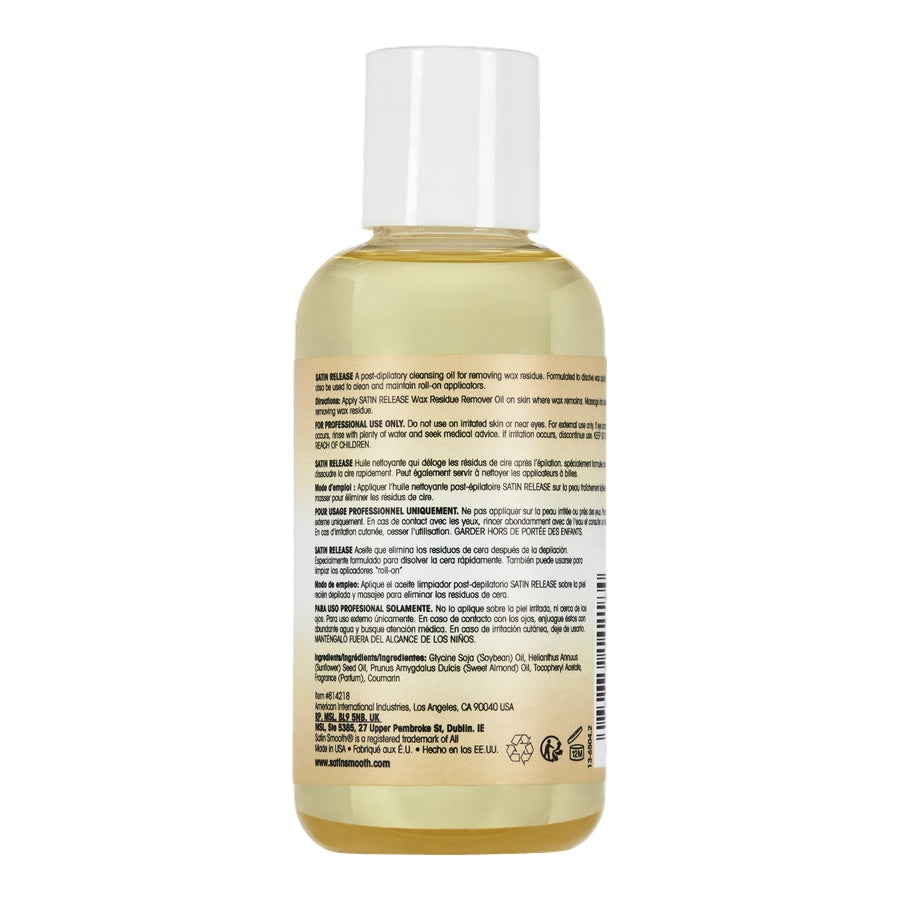 Back of Satin Release bottle on a white background