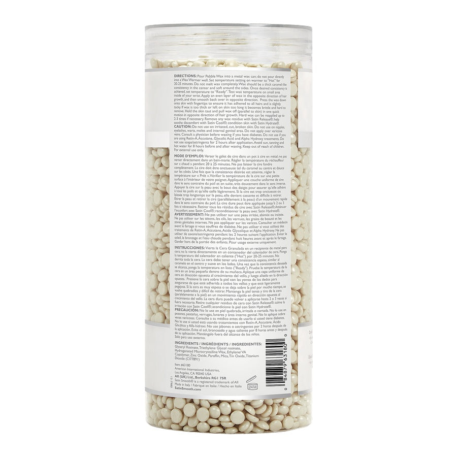 Satin Smooth Pebble Wax from the back on a white background