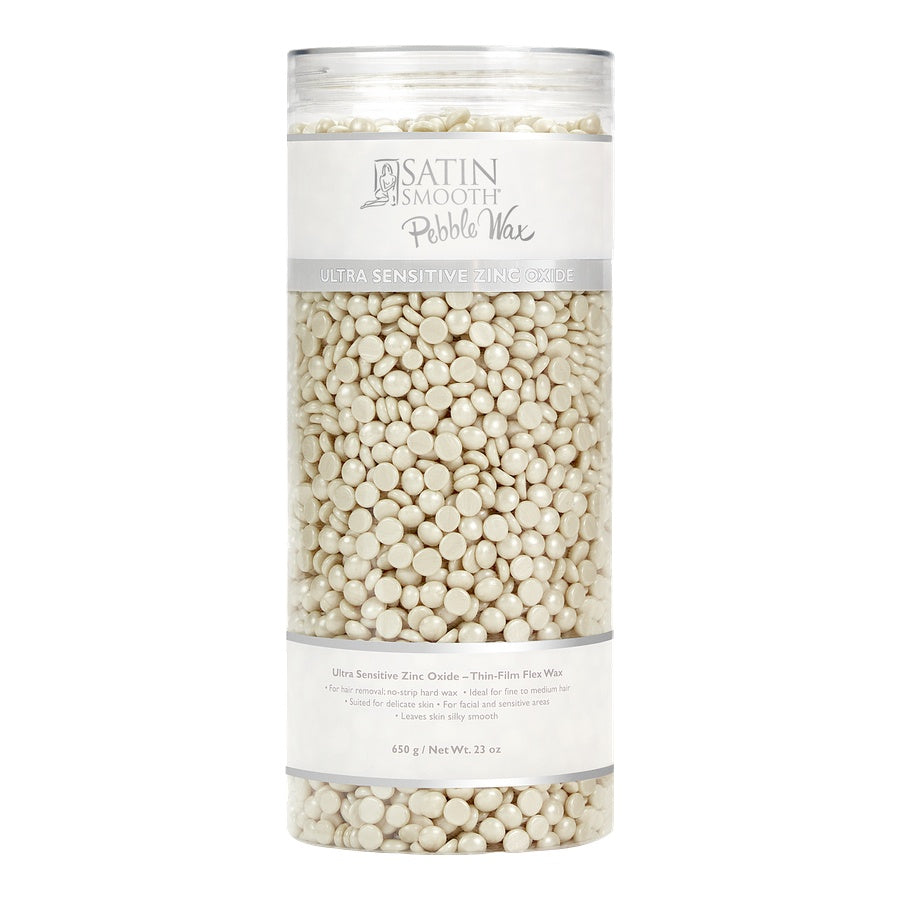 Jar of Satin Smooth Pebble Wax on a white background