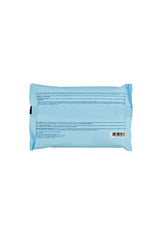Rearview of pre-depilatory antiseptic cleaner wet wipes with label detail design