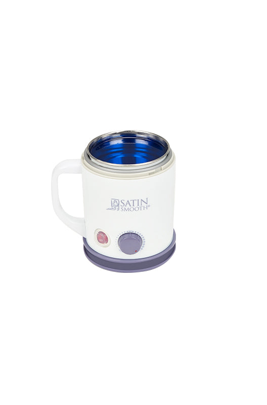 Satin Smooth wax warmer with empty blue metallic inner pot, clean and prepped for new wax refill.
