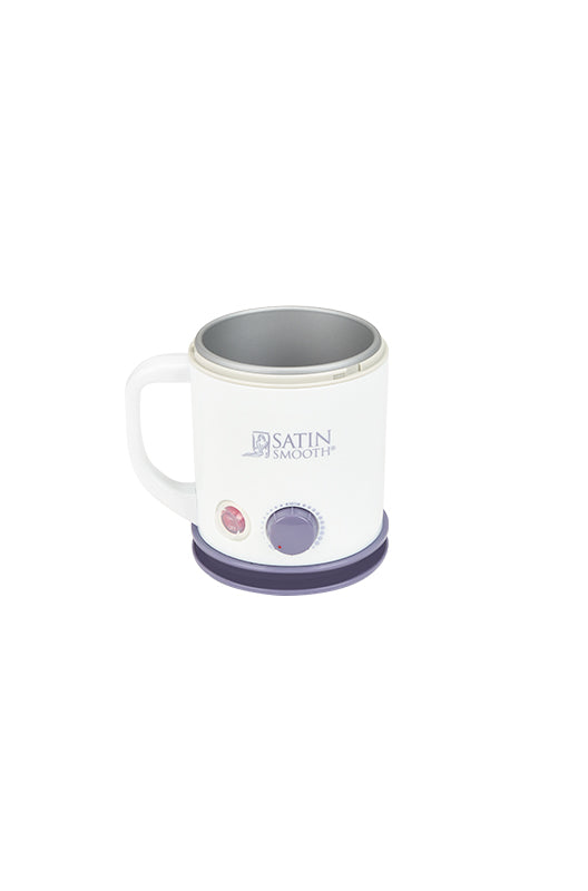 Satin Smooth wax warmer with open top and temperature control knob, designed for salon waxing.