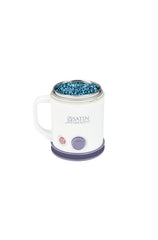 Satin Smooth wax warmer filled with blue hard wax beads, ready for professional waxing sessions.