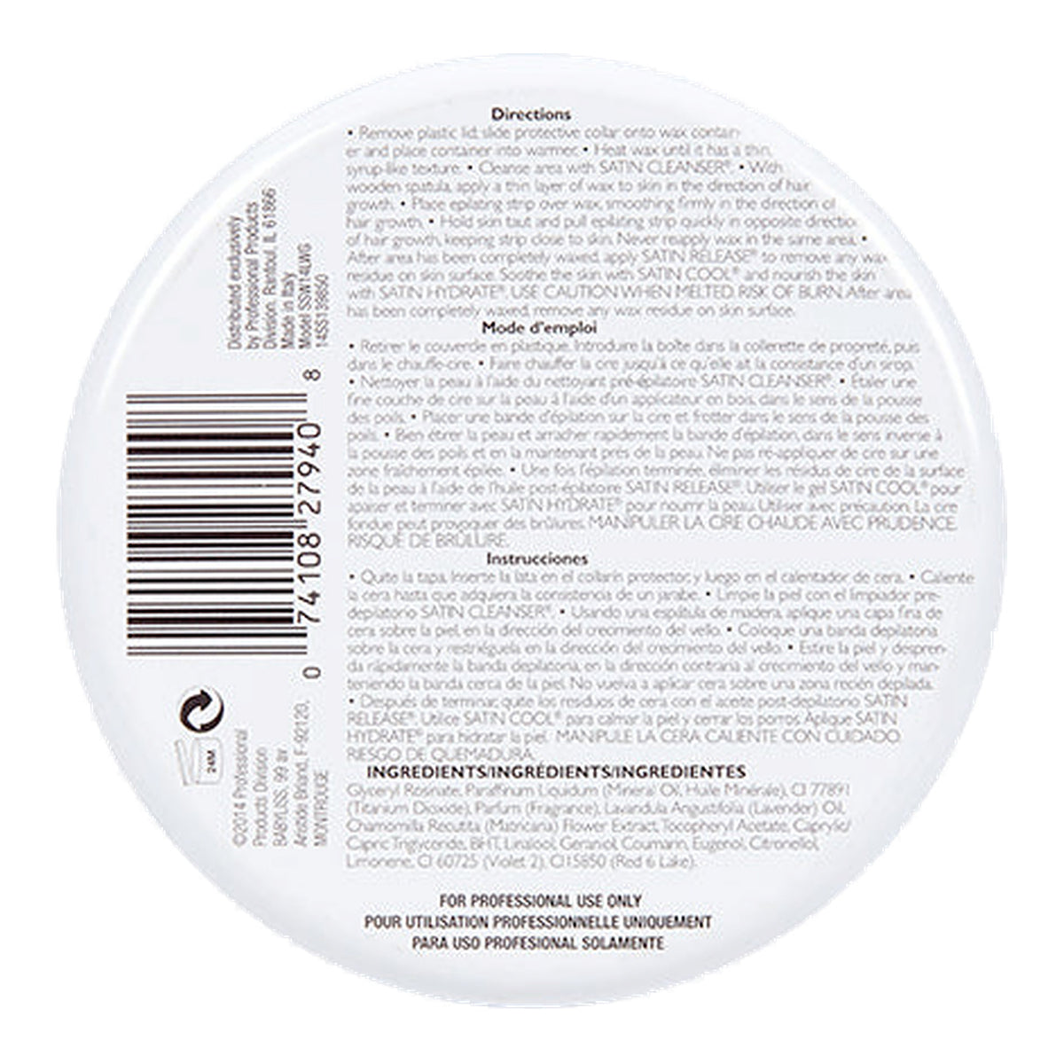 Back label of a hair product container with text and a barcode on a white background