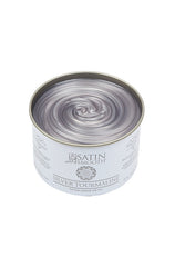 Angled top view of a 14 ounce can of Satin Smooth Silver Tourmaline Wax showing its contents