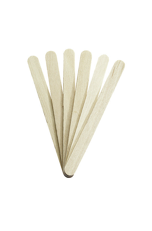 Satin Smooth large wooden applicator sticks fanned out, ideal for body waxing or cream application.